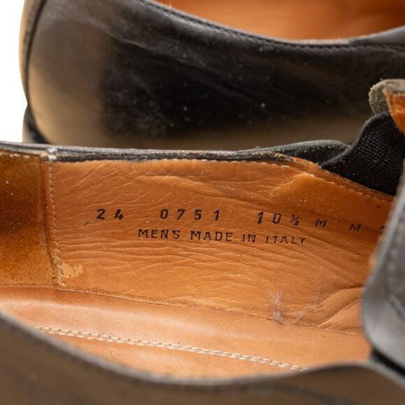 Johnston Murphy Black Leather Handcrafted Italy Brogue Loafers Mens 10 M Dress - Picture 8 of 10